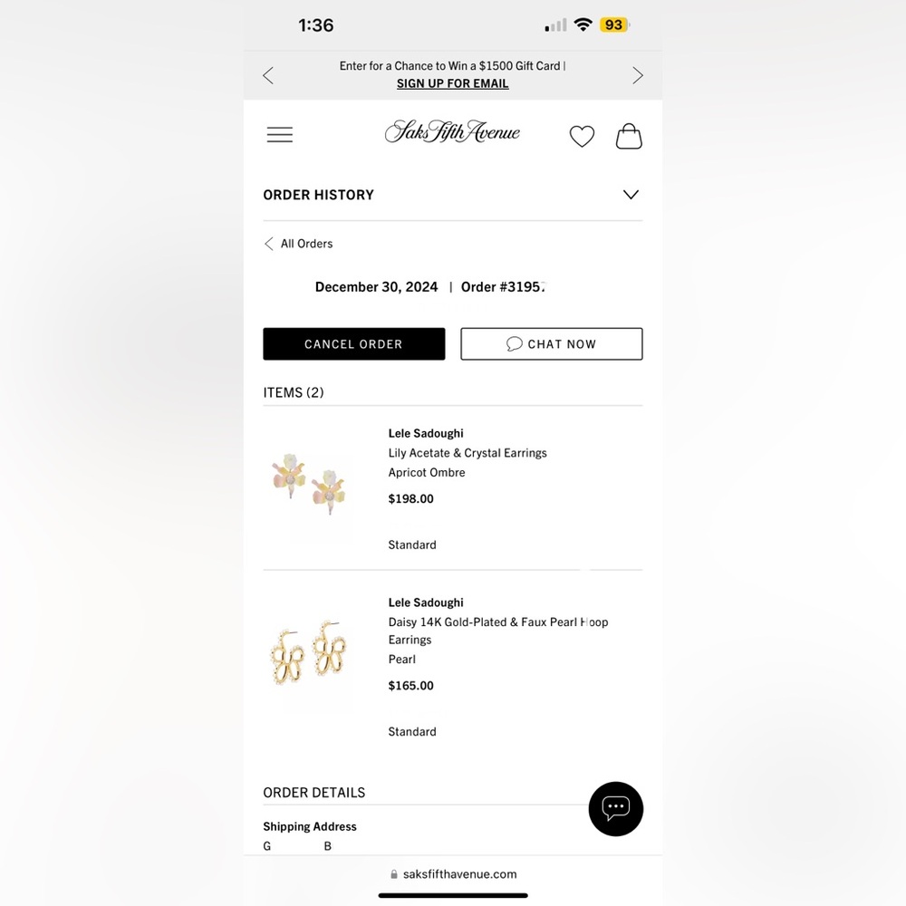 BNWT Lele Sadoughi Daisy Gold-Plated Pearl Hoop Earrings $165 + $15 CAtax